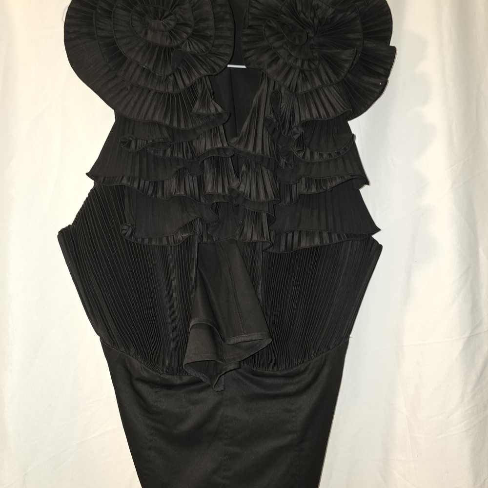 Elegant Black Ruffle Blouse - Womens